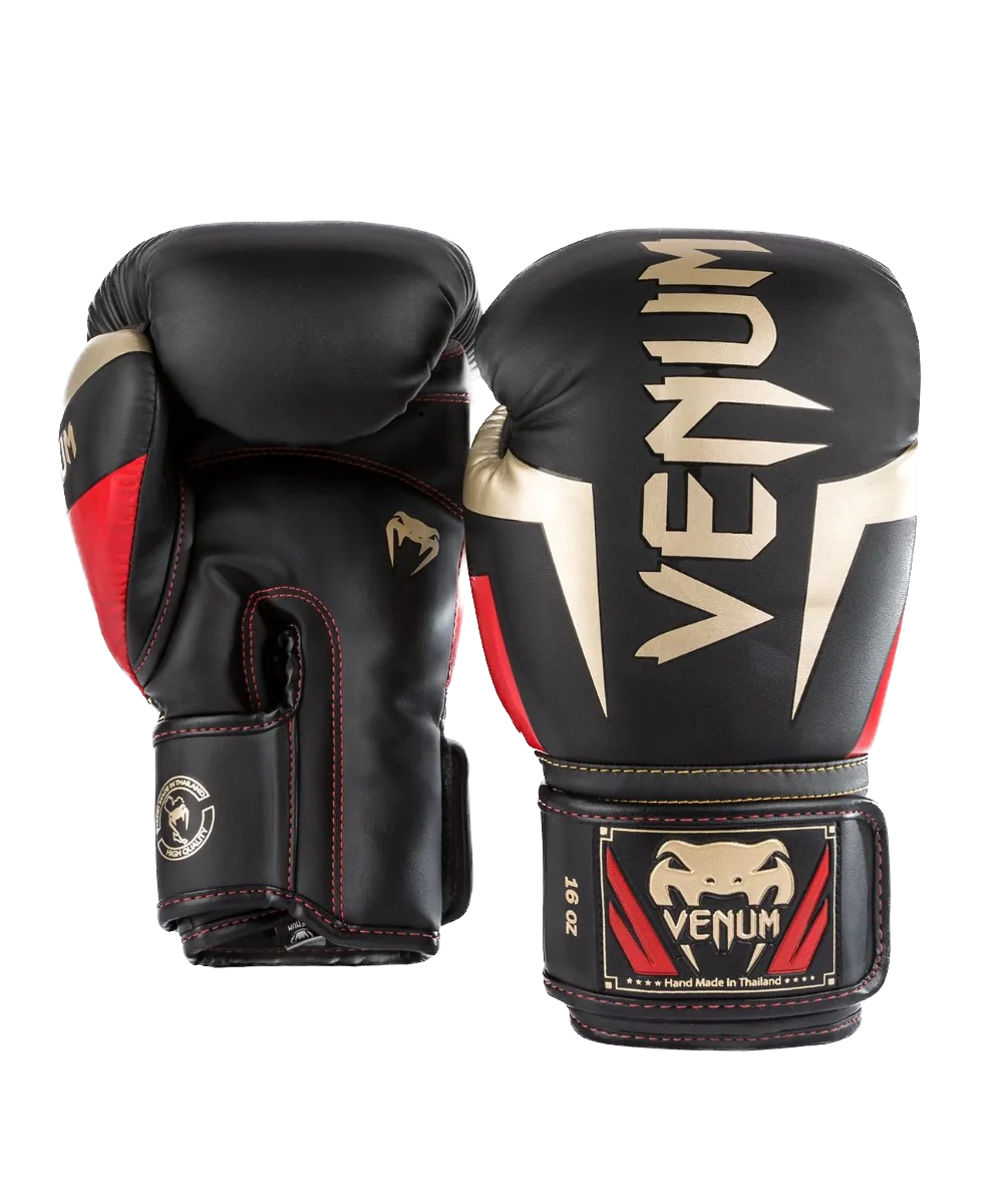 Venum Bokshandschoenen Elite Zwart/Goud/Rood - Image 3