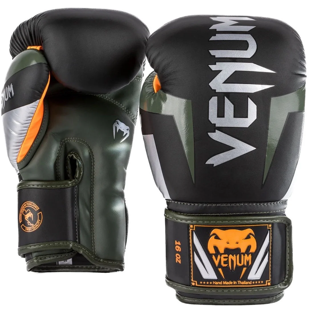 Venum Bokshandschoenen Elite Zwart/Zilver/Khaki