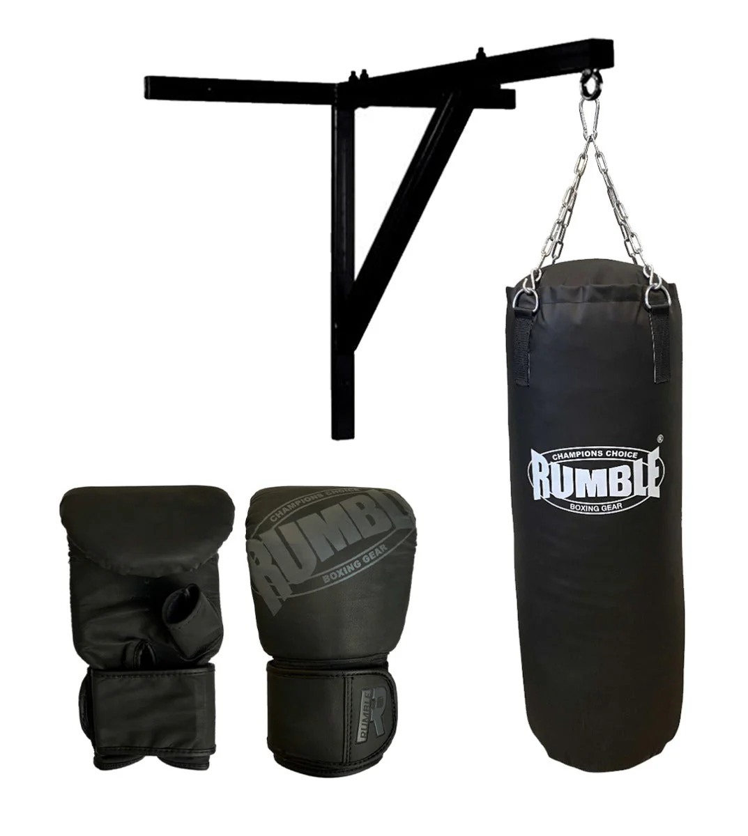 Bokszakset Rumble 100cm Muurbeugel + Zakhandschoenen Rumble Ready Leer