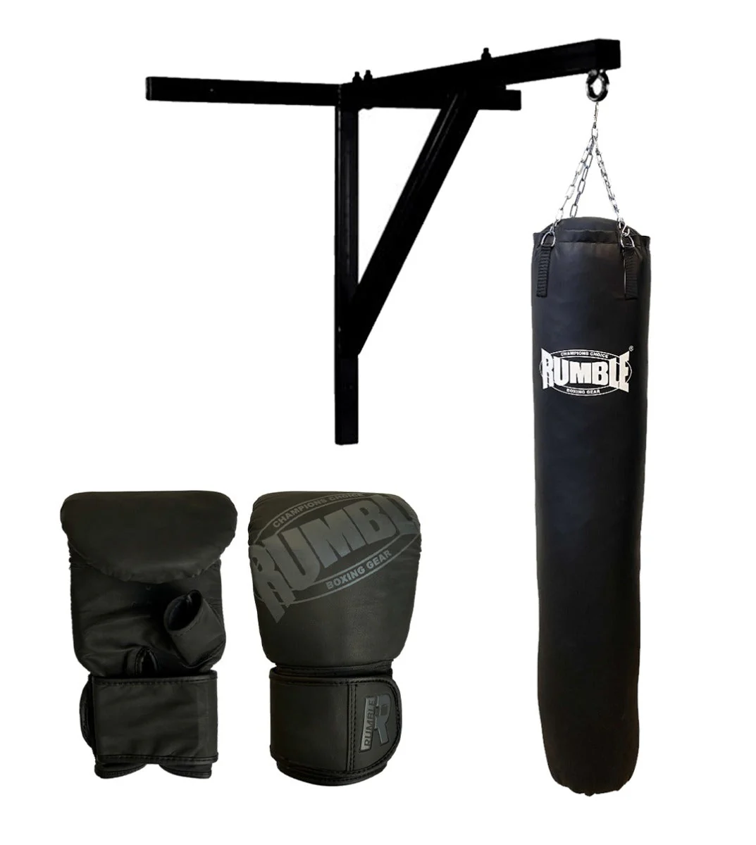 Bokszakset Rumble 180cm Muurbeugel + Zakhandschoenen Rumble Ready Leer