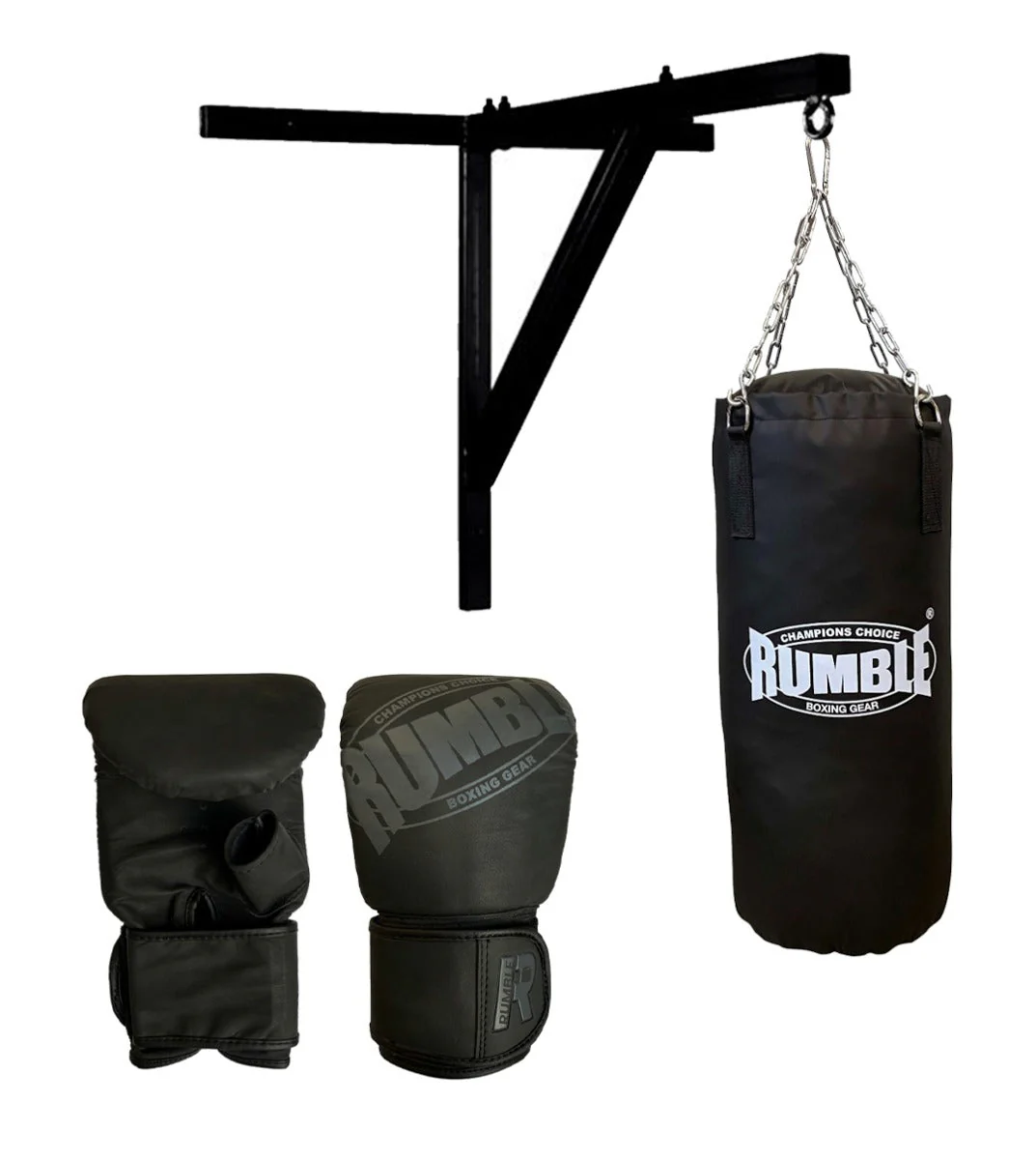 Bokszakset Rumble 80cm Muurbeugel + Zakhandschoenen Rumble Ready Leer