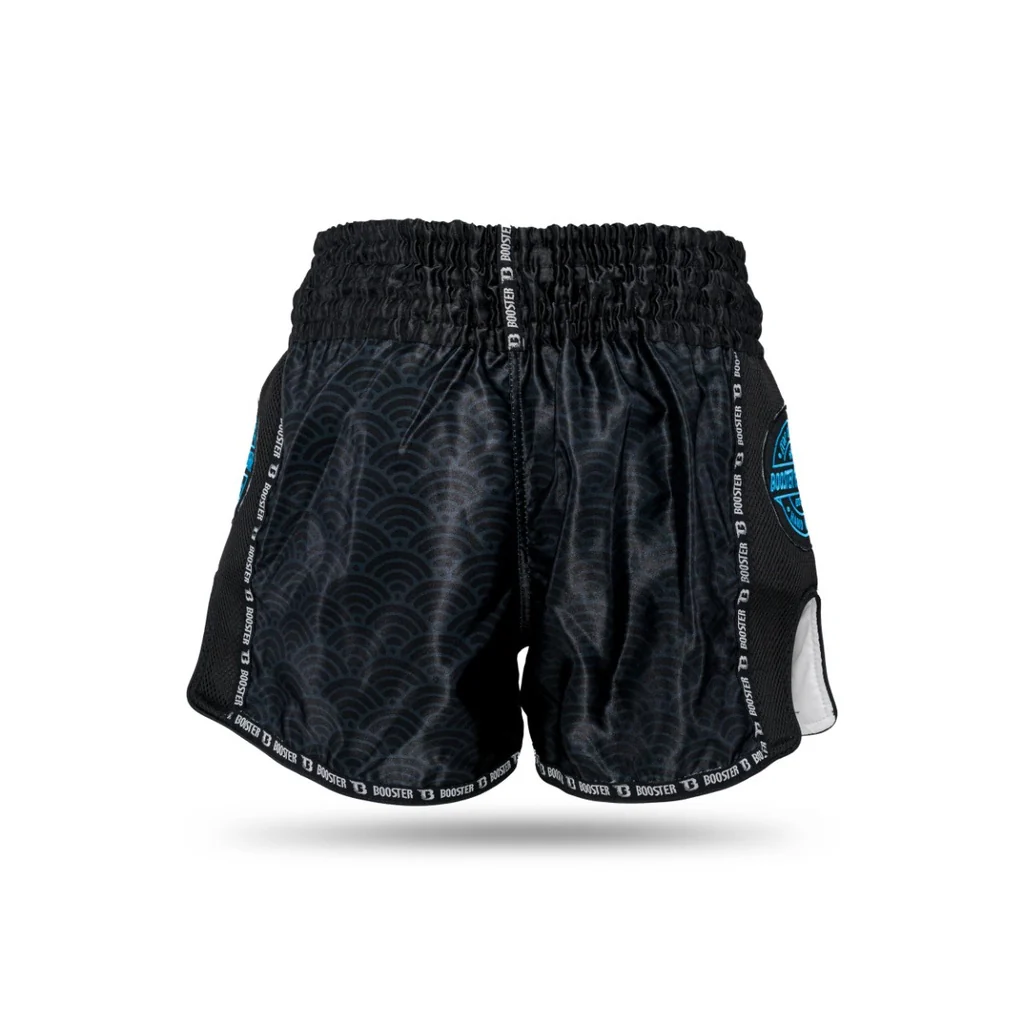 Booster Kickboksshort TBT Slugger Wave Zwart/Blauw - Image 3