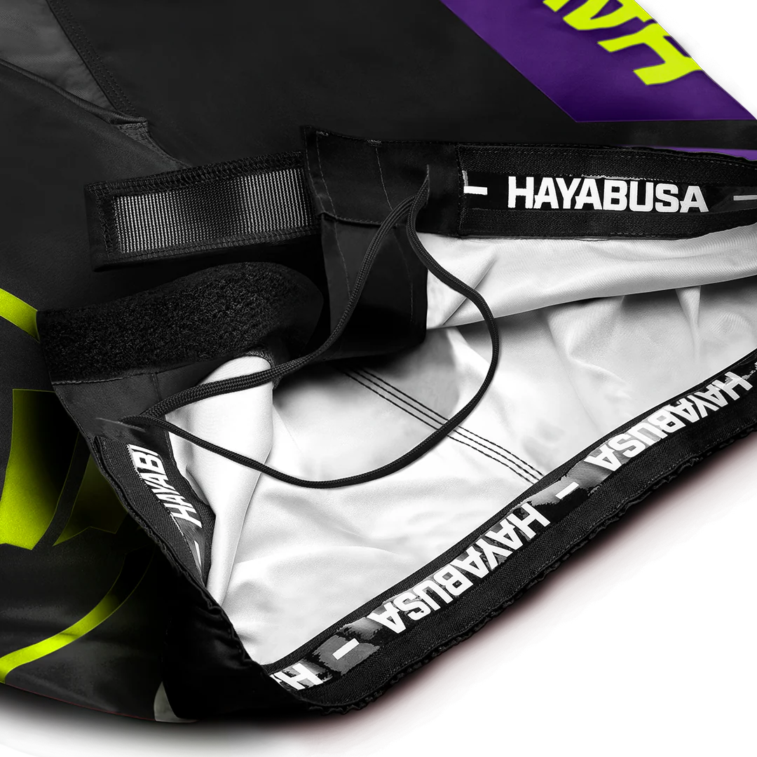 Hayabusa Icon Mid-Thigh Fight Shorts Zwart/Neon/Paars - Image 5