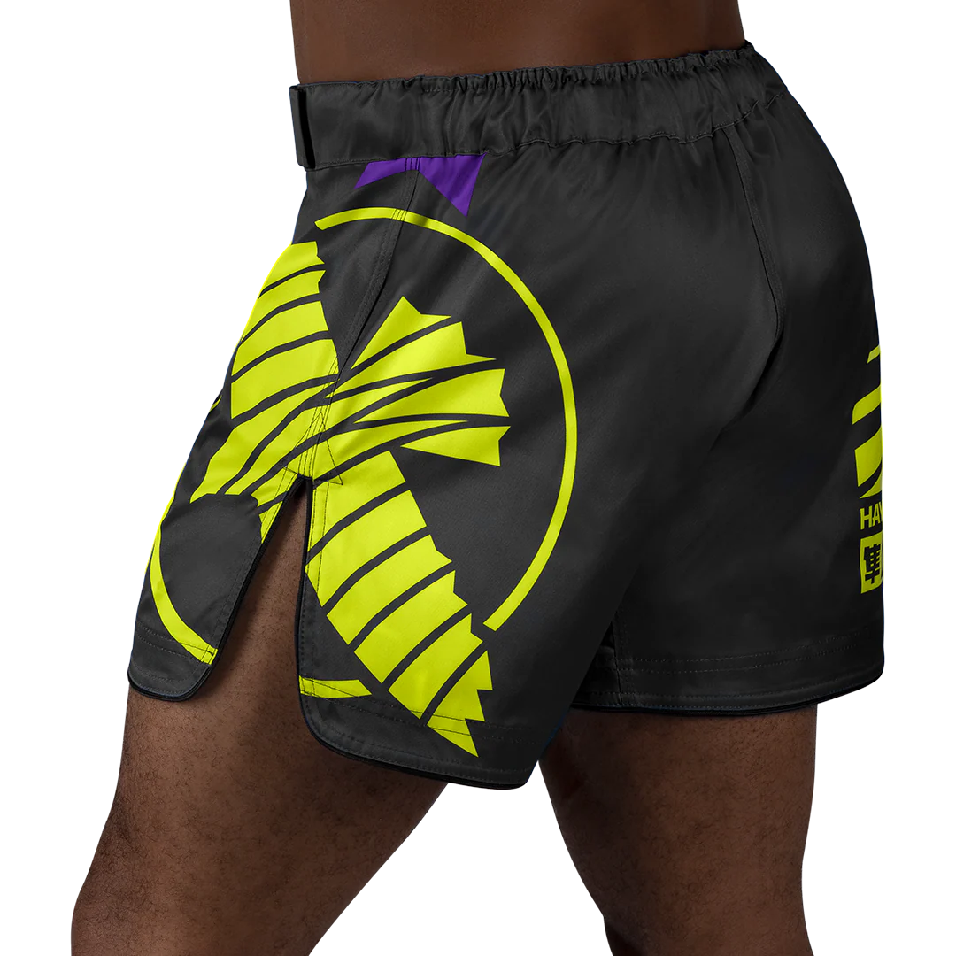 Hayabusa Icon Mid-Thigh Fight Shorts Zwart/Neon/Paars - Image 6