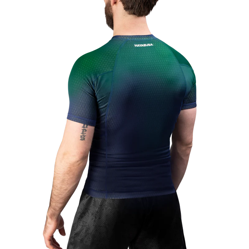Hayabusa Rashguard Fusion Short Sleeve Blauw/Groen - Image 2