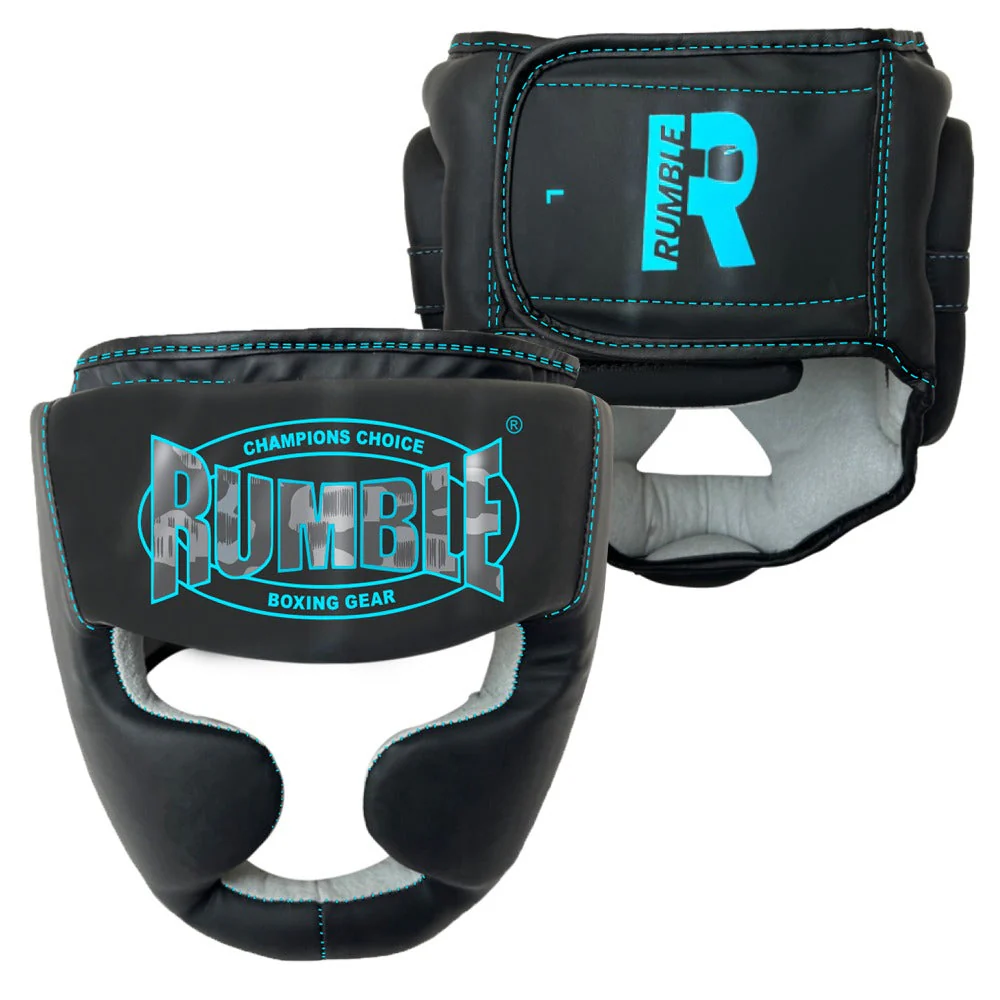 Rumble Hoofdbeschermer Junior Camo Zwart/Aqua - Image 3