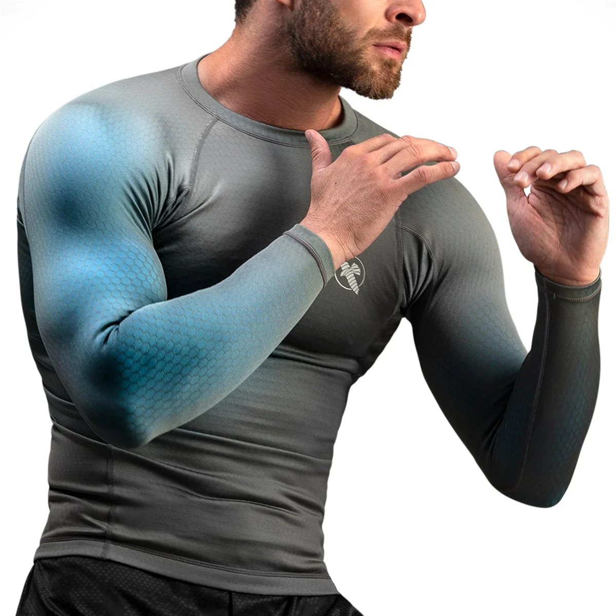 Hayabusa Rashguard Long Sleeve Fusion Grijs/Aqua - Image 4
