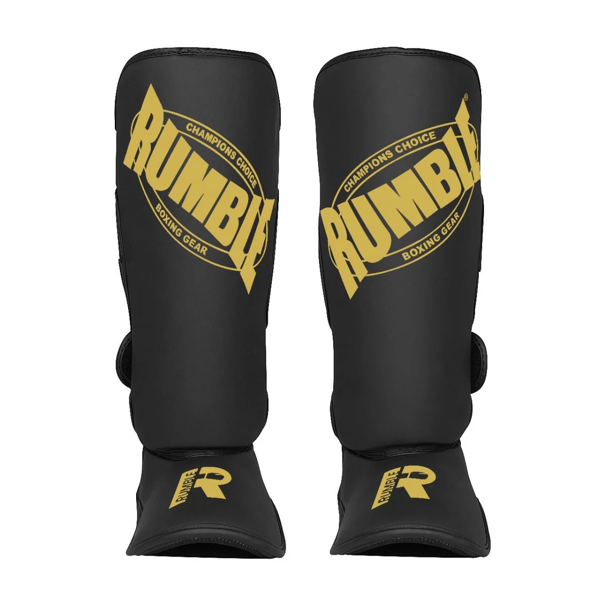 Rumble Kickboks set Bokshandschoen Undefeated PU & Rumble Scheenbeschermer Beginner Zwart/Goud - Image 3