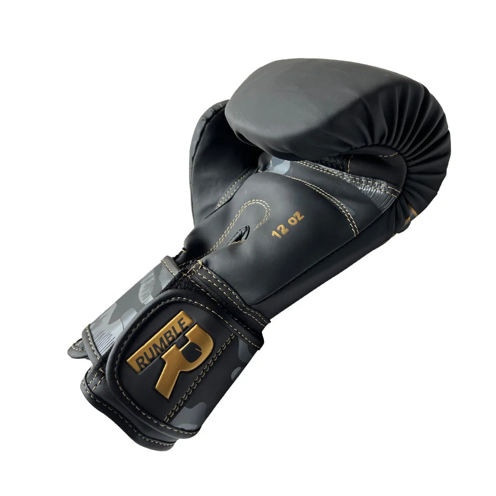 Rumble Kickboksset Kids Camo Black/Gold + Hoofdbeschermer + Sporttas - Image 12