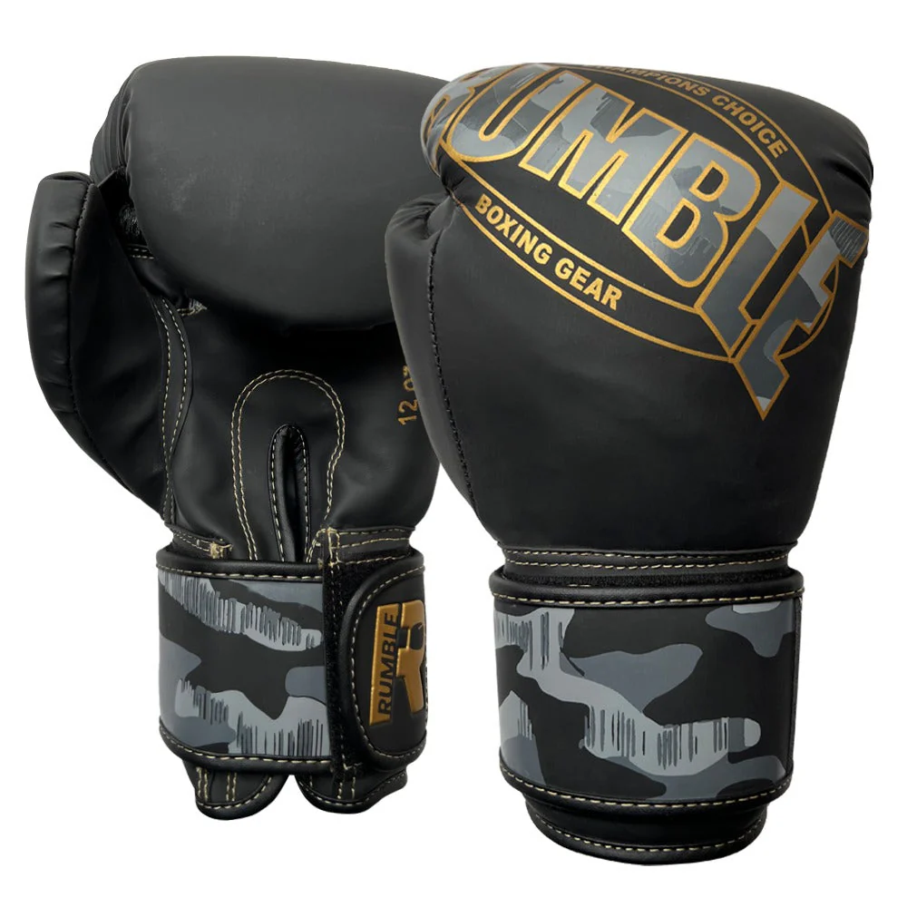 Rumble Kickboksset Camo Black/Gold + Hoofdbeschermer + Sporttas + Kledingset - Image 2