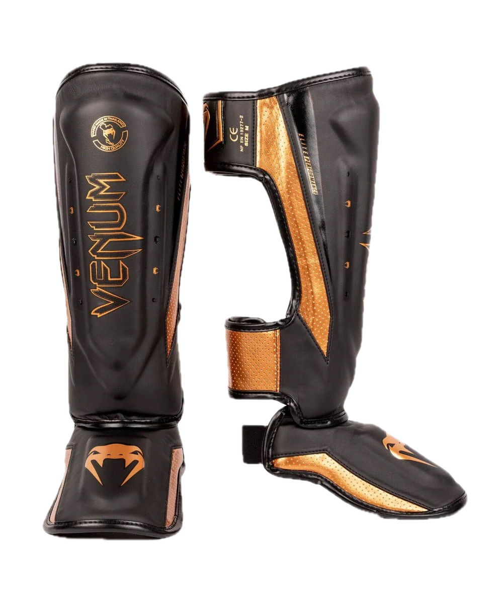 Venum Scheenbeschermers Elite Evo Zwart/Brons