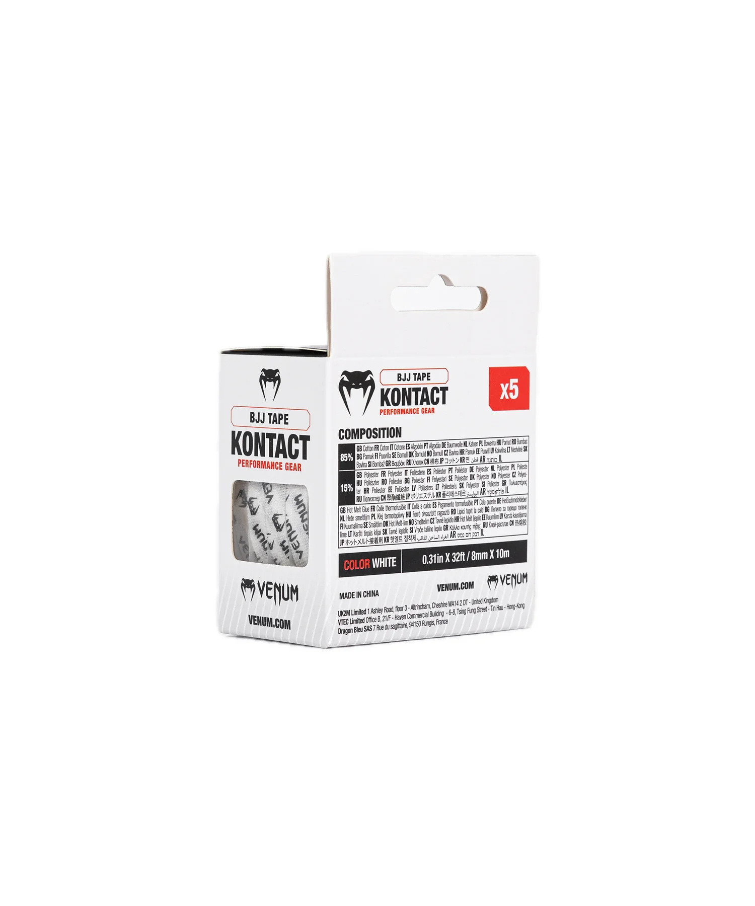 Sporttape Venum Kontact BJJ Finger Tape Wit/Zwart - Image 4